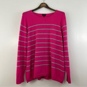 Talbots Plus Pure Cashmere Striped Pink Sweater Size 3X Bright Pink Cashmere